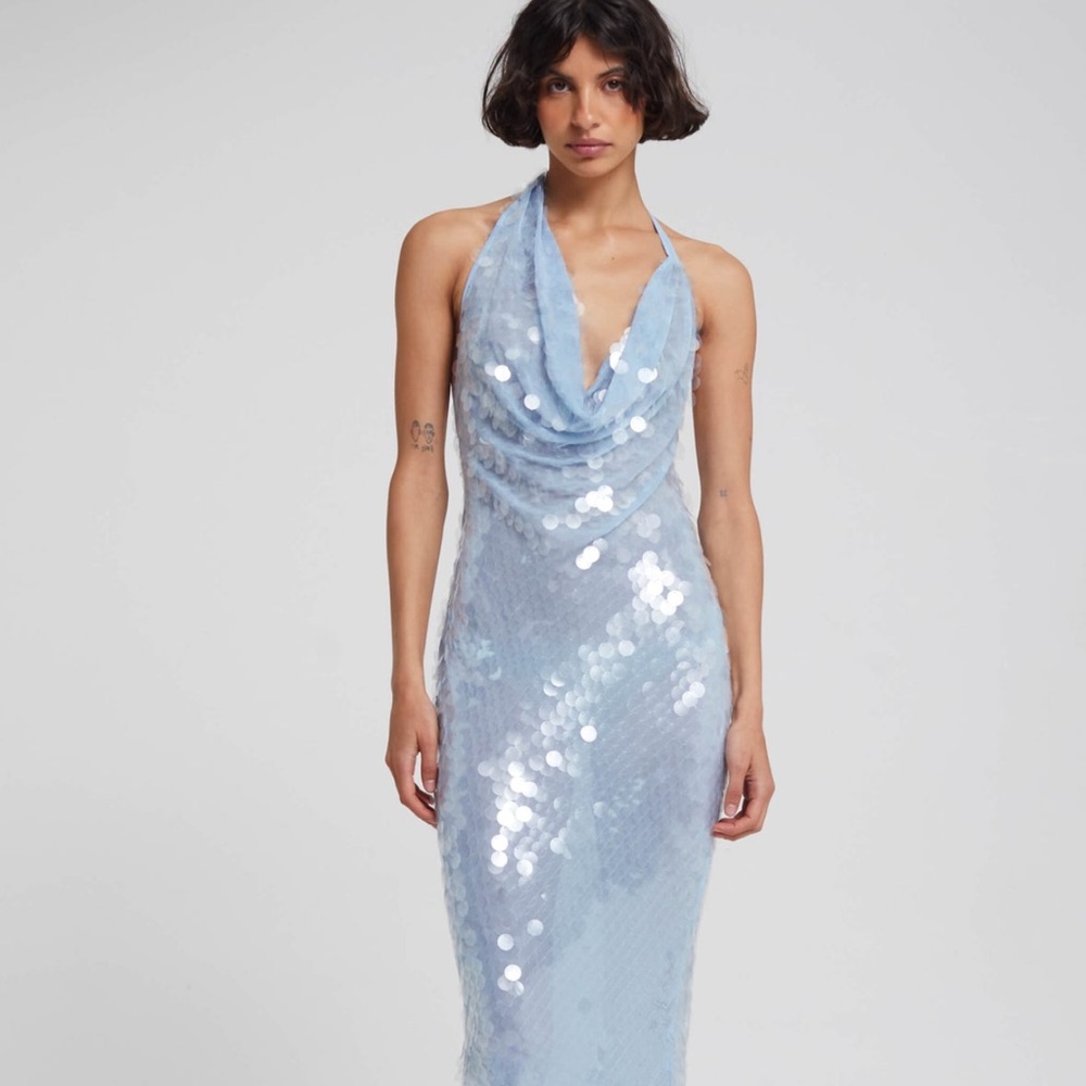 Rat & Boa Blue Embellished One Shoulder Gown - Picture 3 of 4